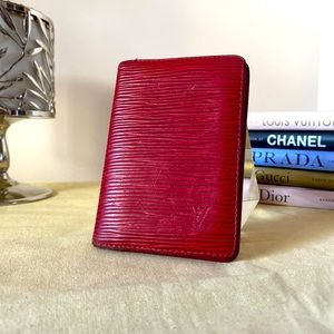 Authentic Louis Vuitton Red Epi Leather Bifold Card Holder with COA